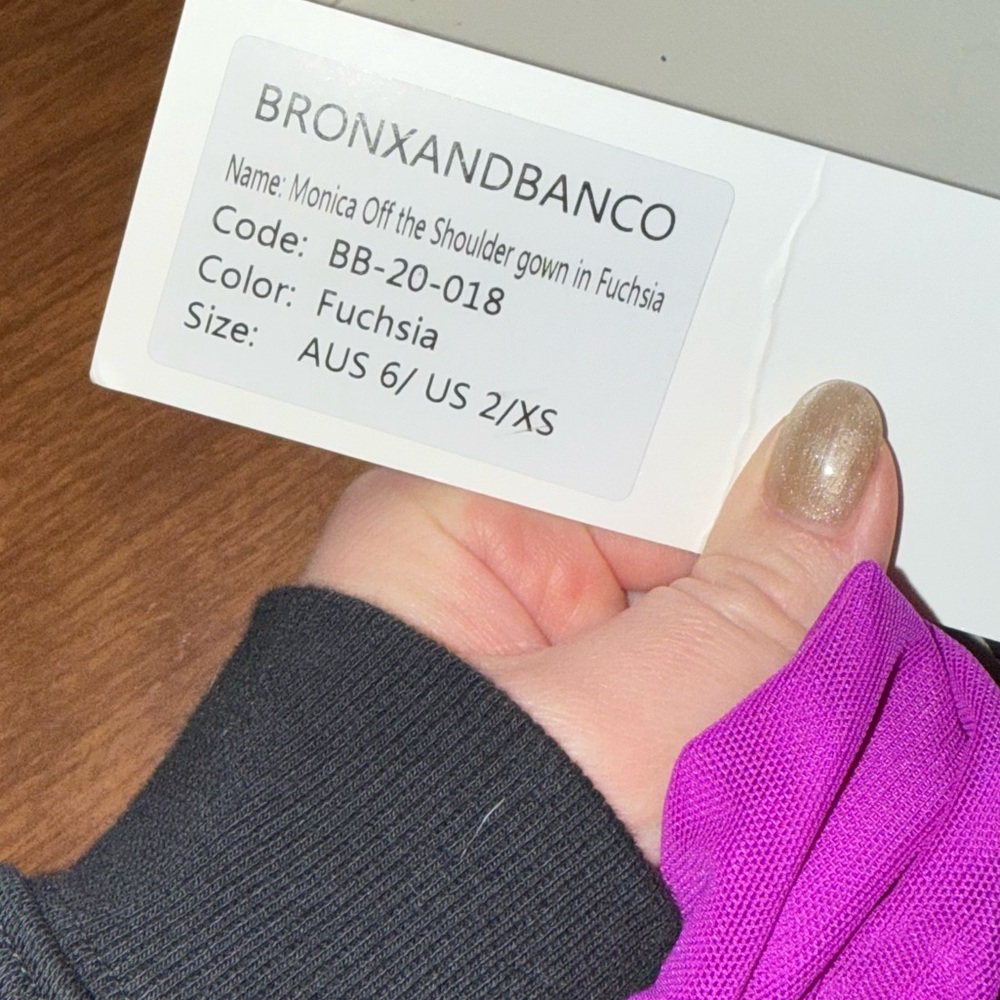 Bronx and Banco Monica Off The Shoulder Gown in Fuchsia XS 2 - Picture 4 of 6